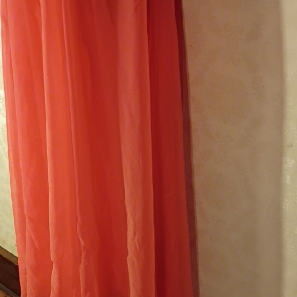 Miss Elliette Vibrant Coral Flowy Maxi Dress with Bow. See Measurements. - Picture 6 of 16